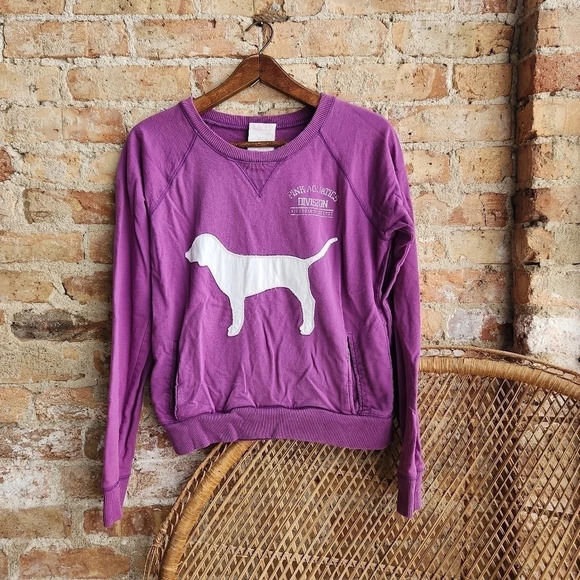VS Pink Vintage Big Logo Dog Live For Pink Sweatshirt - Picture 1 of 7